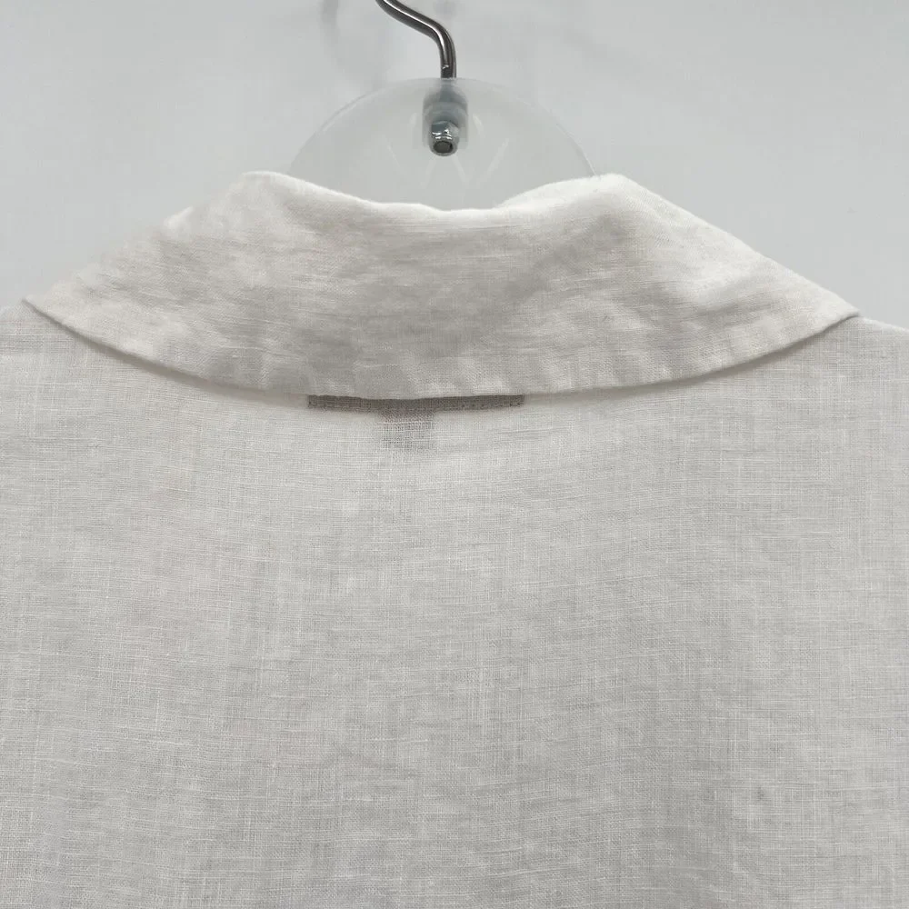 FLAX by Jeanne Engelhart Size 1G 1X White Button Down Shirt Lagenlook Top Linen - Picture 12 of 16